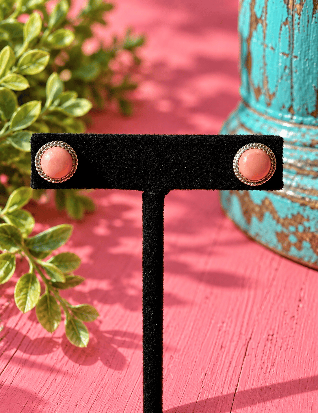 Wild Horse Boutique Pink Conch Sterling Silver Earrings – Pink Conch or Hot Pink Opal