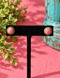 Wild Horse Boutique Pink Conch Sterling Silver Earrings – Pink Conch or Hot Pink Opal