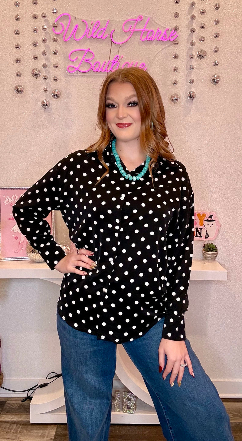 Wild Horse Boutique Polka Dot Button Down Blouse