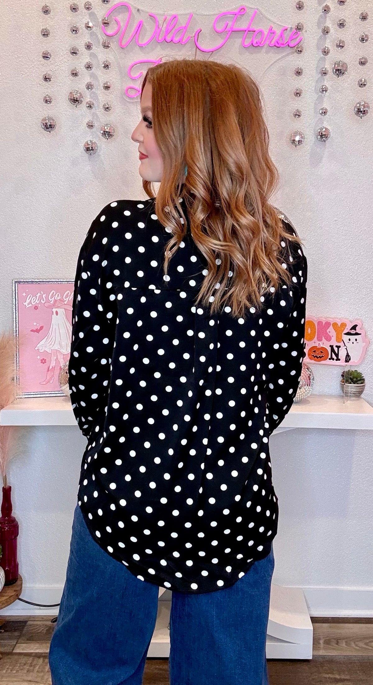 Wild Horse Boutique Polka Dot Button Down Blouse