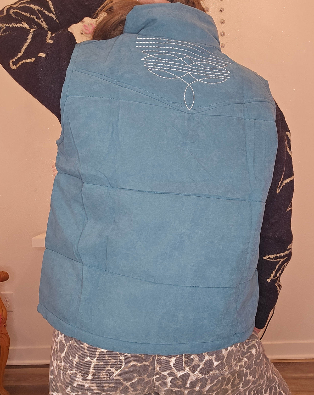 Wild Horse Boutique Puffer vest Turquoise Stitched Puffer Vest