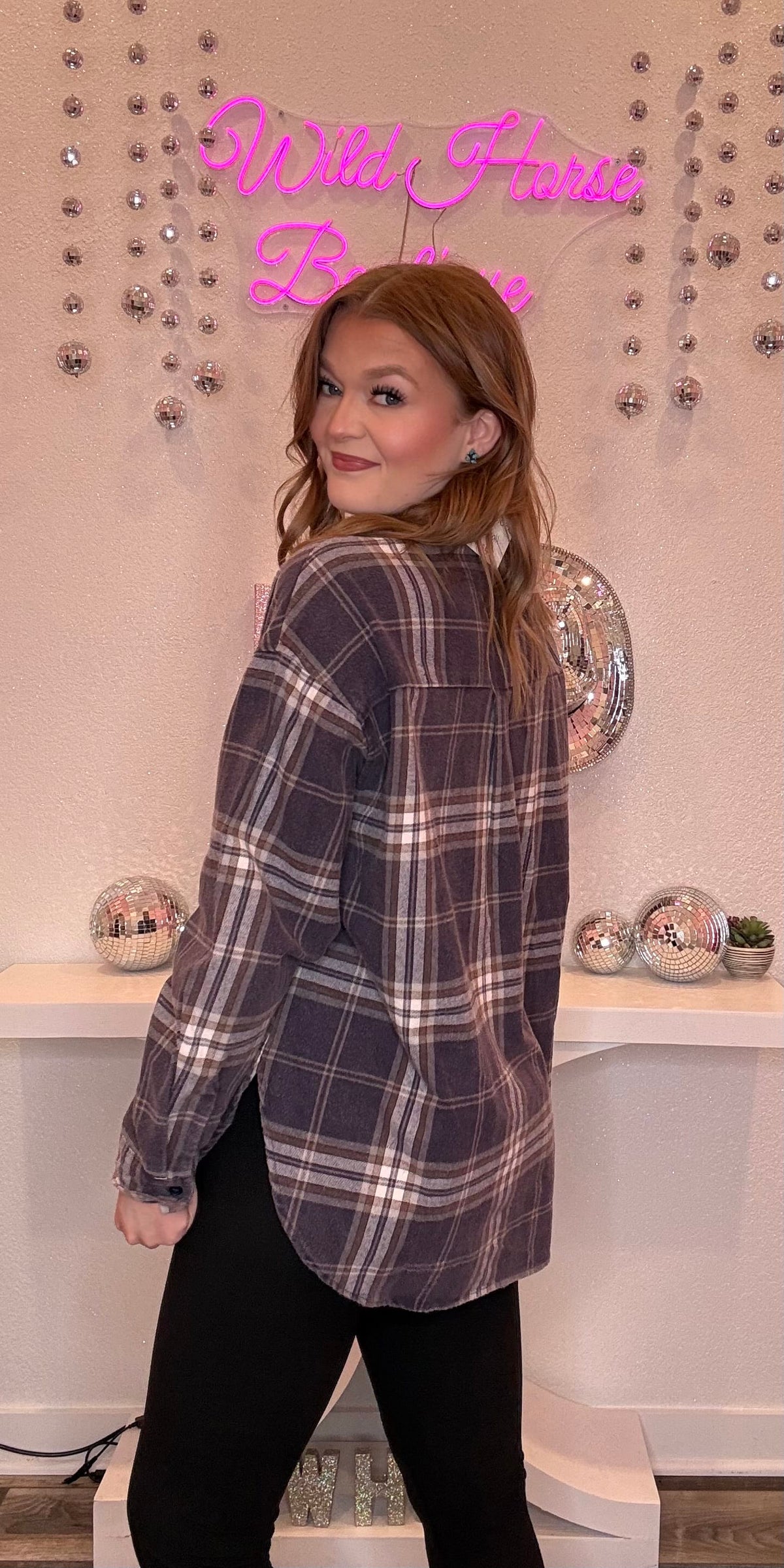 Wild Horse Boutique Purple & Brown Flannel