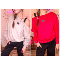 Wild Horse Boutique Shirts & Tops Ashley Off-the-Shoulder Mid Crop Sweatshirt – Ultra Soft Fabric