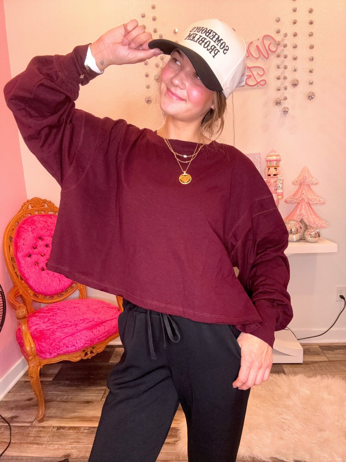 Wild Horse Boutique Shirts & Tops Long Sleeve Open Back Top