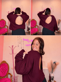Wild Horse Boutique Shirts & Tops Long Sleeve Open Back Top