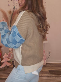 Wild Horse Boutique Shirts & Tops Patchwork Denim Sweater