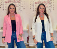 Wild Horse Boutique Shirts & Tops Raelynn Blazer Pink Or Ivory