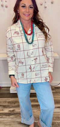 Wild Horse Boutique Shirts & Tops Western Square Button Down