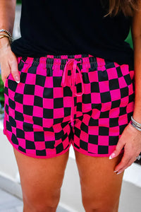 Wild Horse Boutique Shorts Black and Pink Checkered Shorts