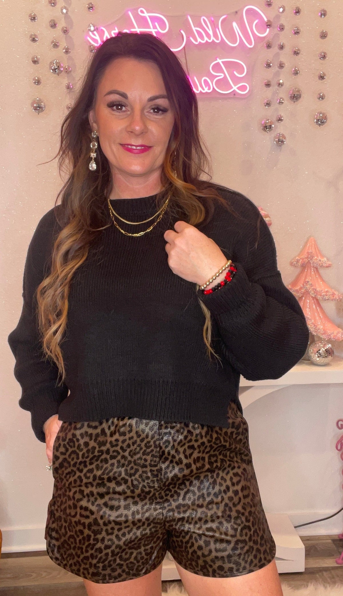 Wild Horse Boutique Shorts Leather Leopard Shorts