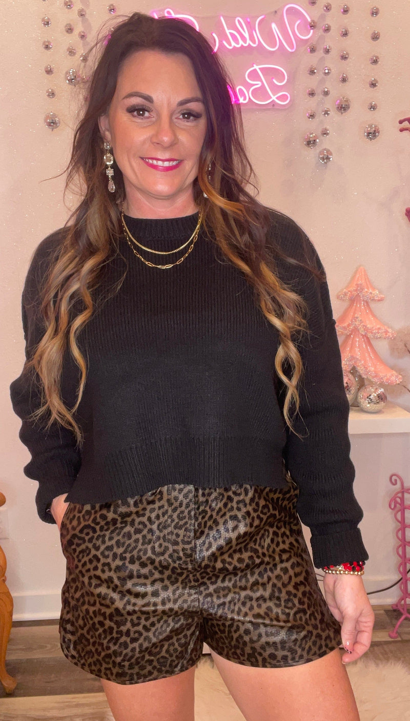 Wild Horse Boutique Shorts Leather Leopard Shorts
