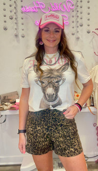 Wild Horse Boutique Shorts Leopard Denim Shorts