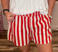 Wild Horse Boutique Shorts Red and White Striped Shorts