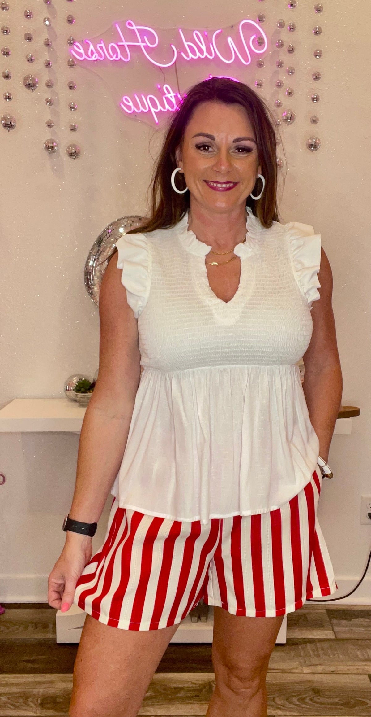 Wild Horse Boutique Shorts Red and White Striped Shorts