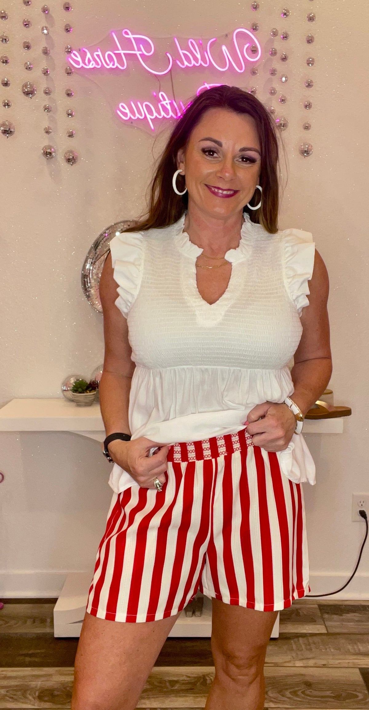 Wild Horse Boutique Shorts Red and White Striped Shorts