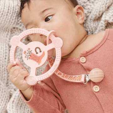 Wild Horse Boutique Silicone Teether Ring with Detachable Clip Bloomin’ Boot