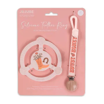 Wild Horse Boutique Silicone Teether Ring with Detachable Clip Bloomin’ Boot