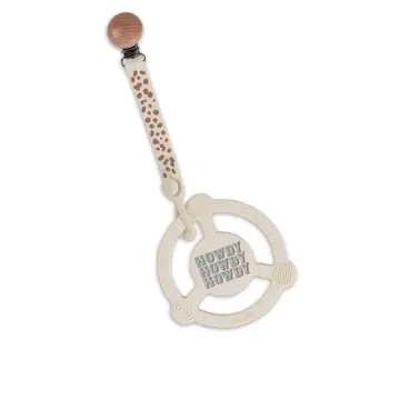 Wild Horse Boutique Silicone Teether Ring with Detachable Clip Howdy Partner Blue