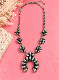 Wild Horse Boutique Silver Squash Blossom Necklace – Copper, Gold or Silver Tone