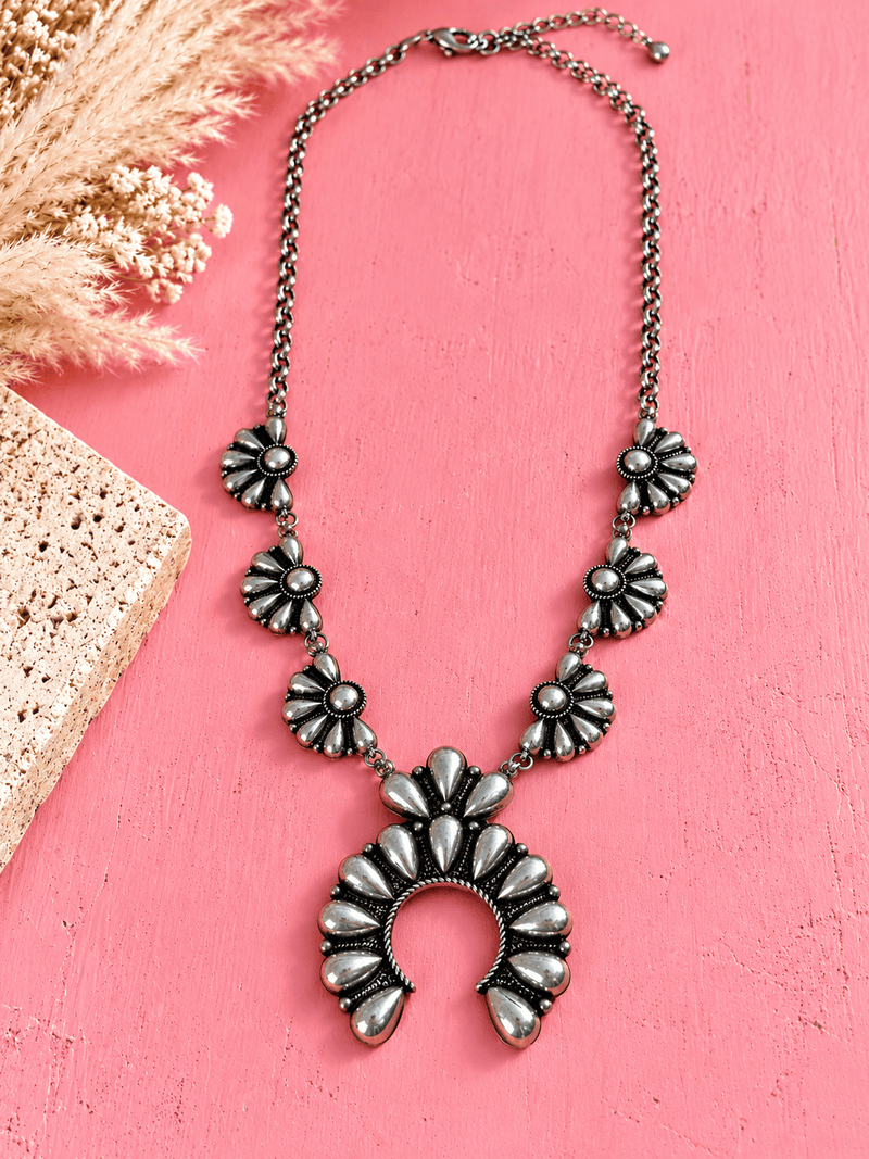 Wild Horse Boutique Silver Squash Blossom Necklace – Copper, Gold or Silver Tone