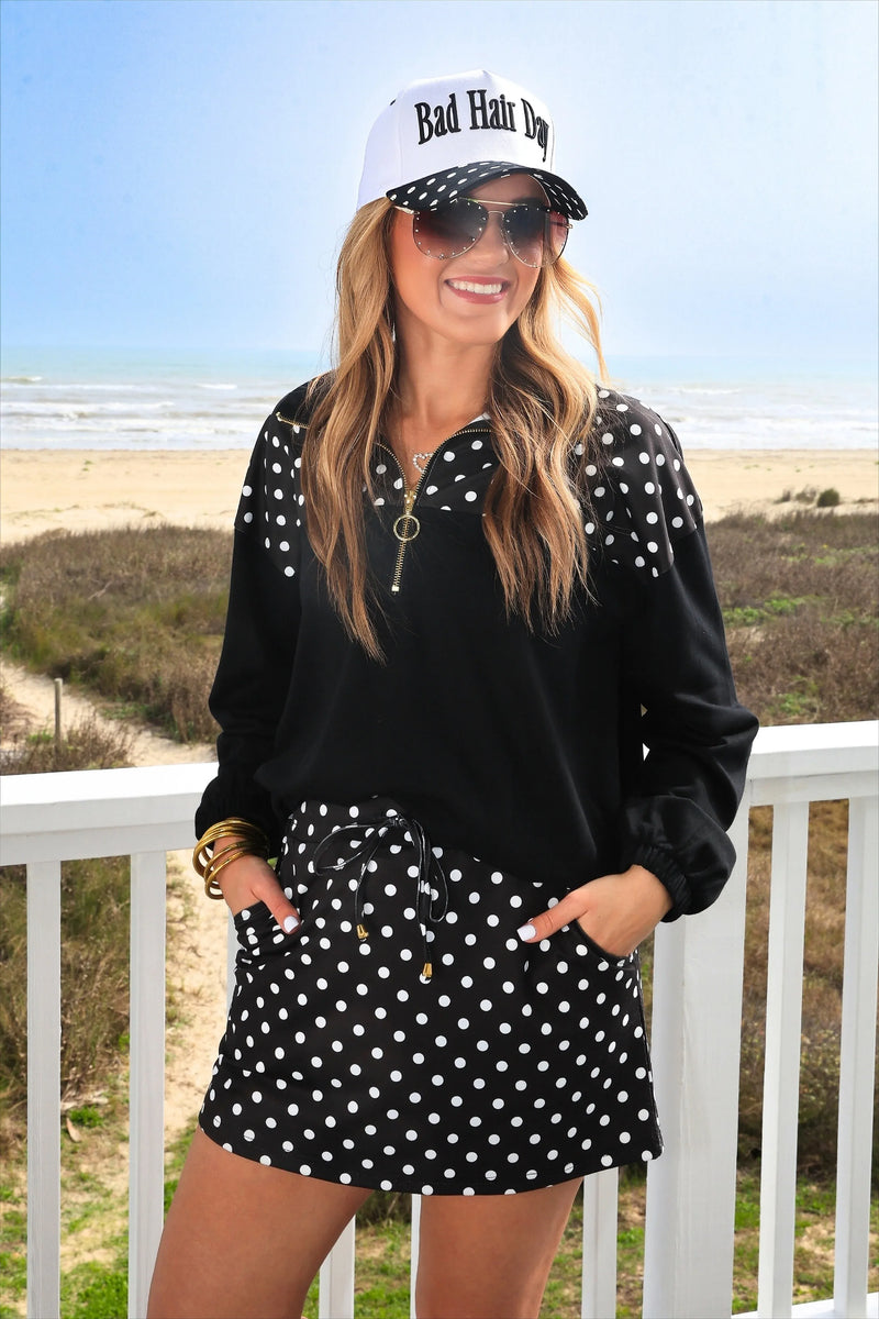 Wild Horse Boutique Skort Black and White Polka Dot Skort
