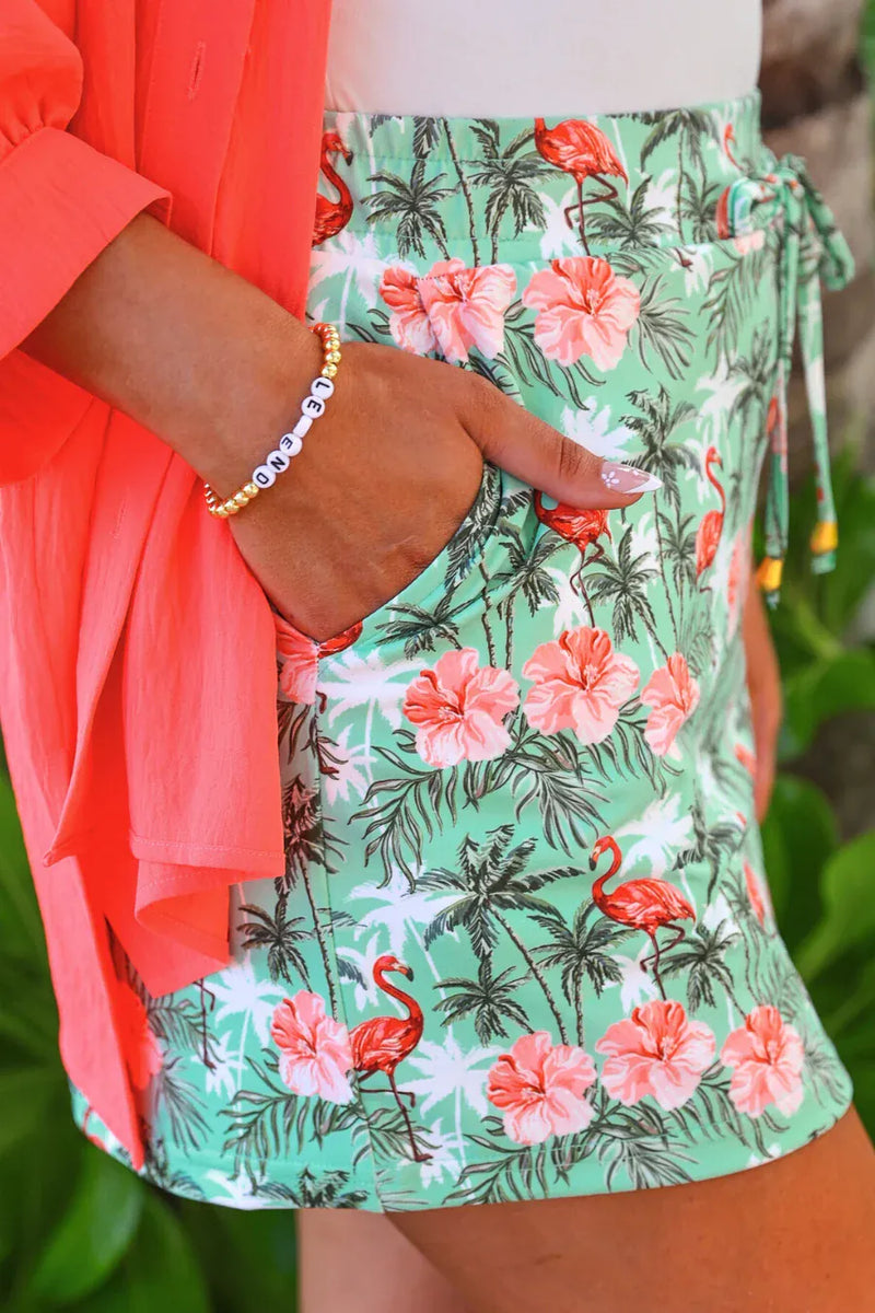Wild Horse Boutique Skort Palm Beach Flamingo Skort