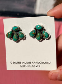 Wild Horse Boutique Sterling 4 Stone Flower Turquoise Earring