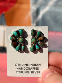 Wild Horse Boutique Sterling Half Cluster Turquoise Earrings