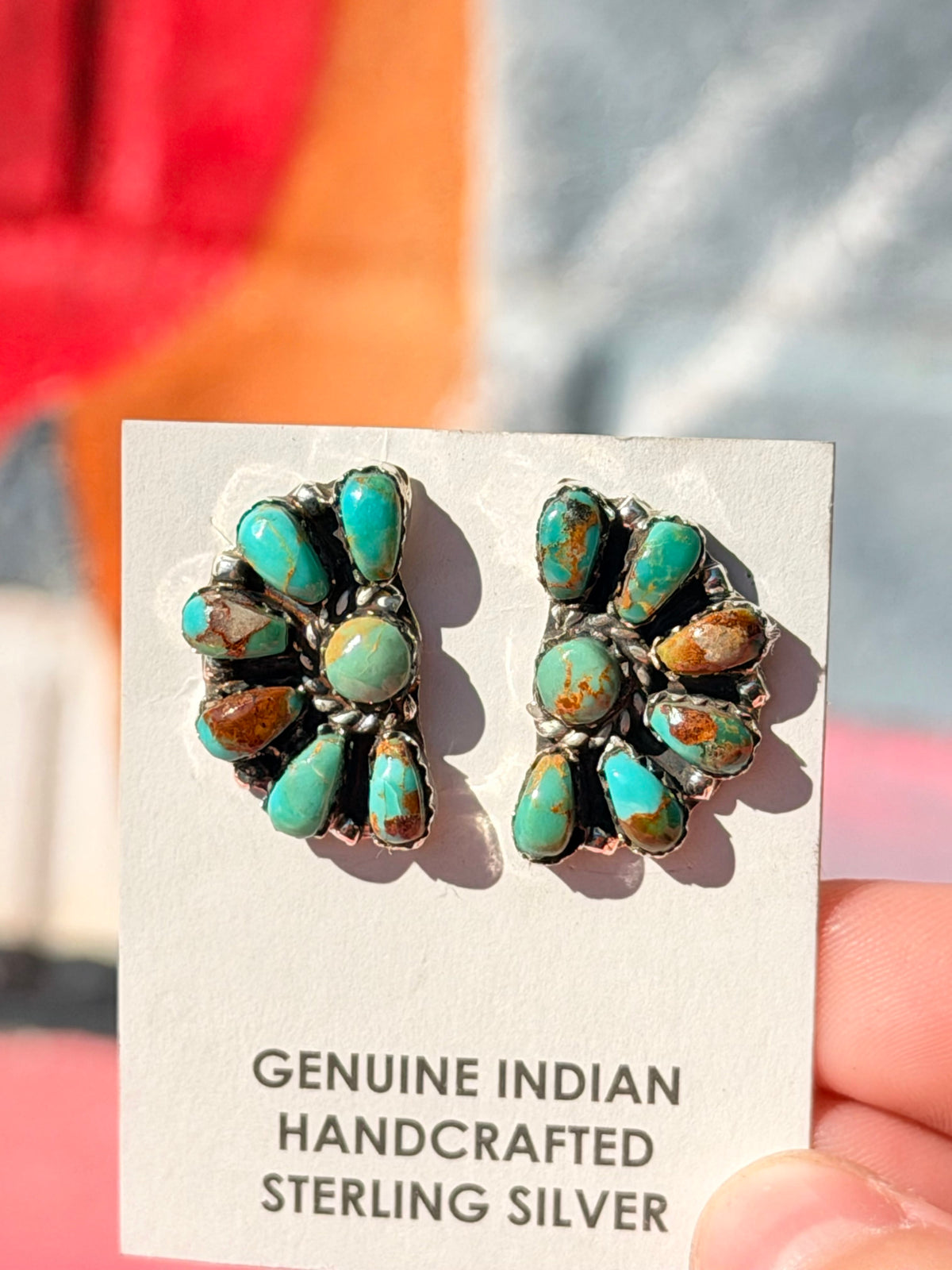 Wild Horse Boutique Sterling Half Cluster Turquoise Earrings