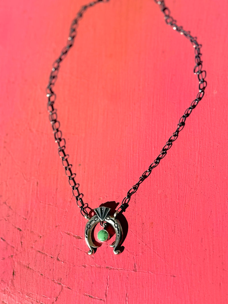 Wild Horse Boutique Sterling Horseshoe Necklace with Turquoise Stone