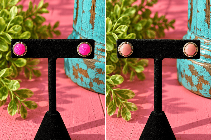 Wild Horse Boutique Sterling Silver Earrings – Pink Conch or Hot Pink Opal