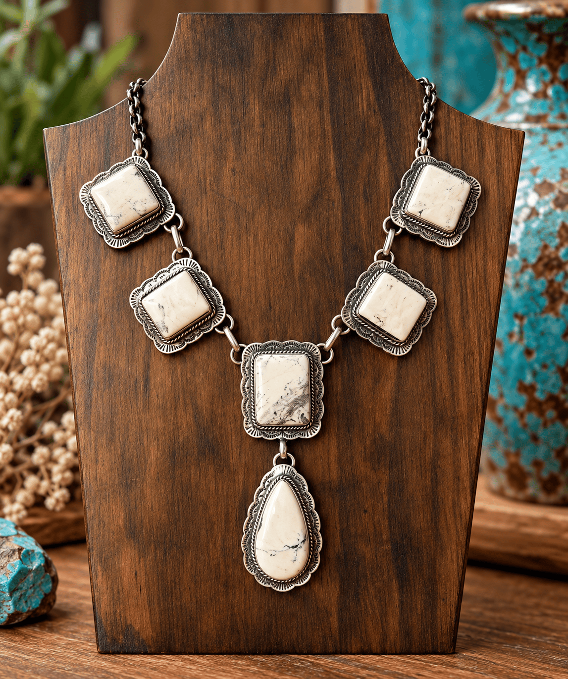 Wild Horse Boutique Sterling Silver White Buffalo Stone Necklace