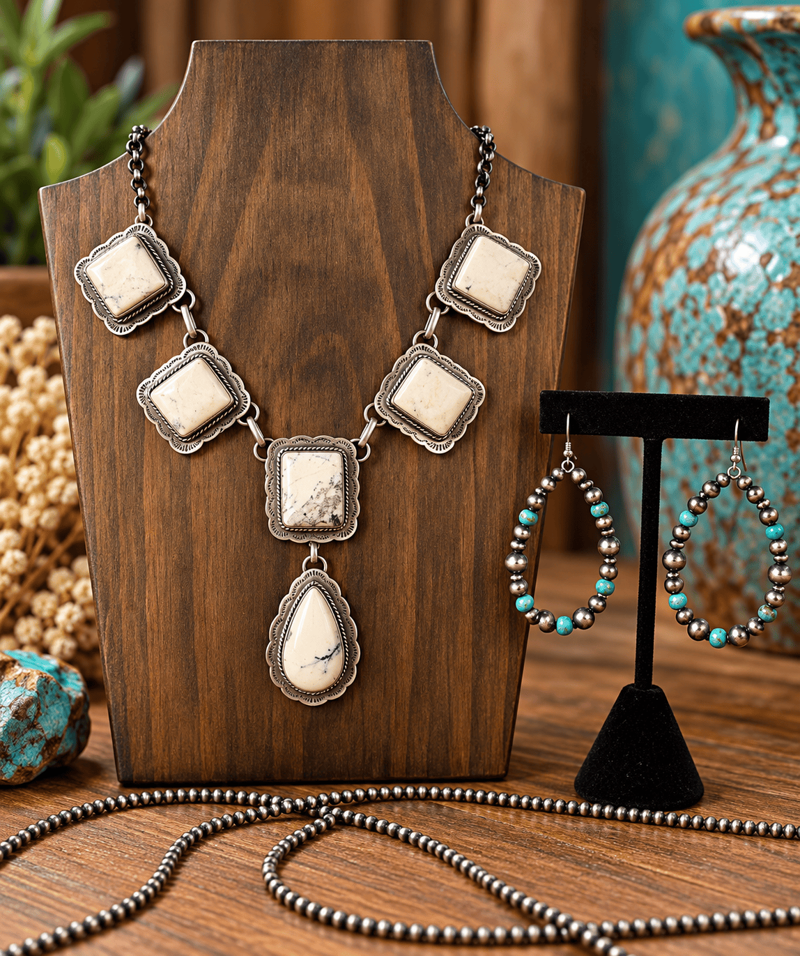 Wild Horse Boutique Sterling Silver White Buffalo Stone Necklace