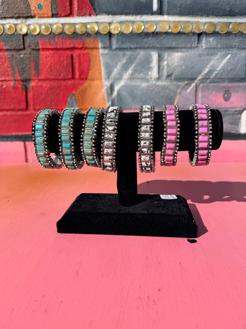 Wild Horse Boutique Stretch Bracelet with pink, turquoise, or white stones
