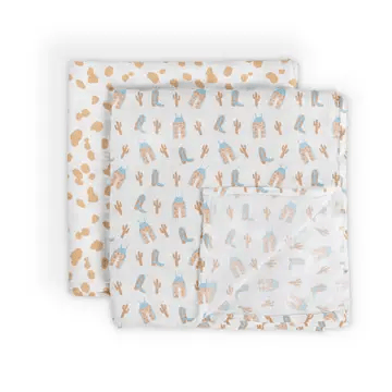 Wild Horse Boutique Swaddle Blanket Set Howdy Partner Blue