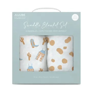 Wild Horse Boutique Swaddle Blanket Set Howdy Partner Blue