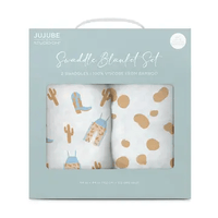 Wild Horse Boutique Swaddle Blanket Set Howdy Partner Blue