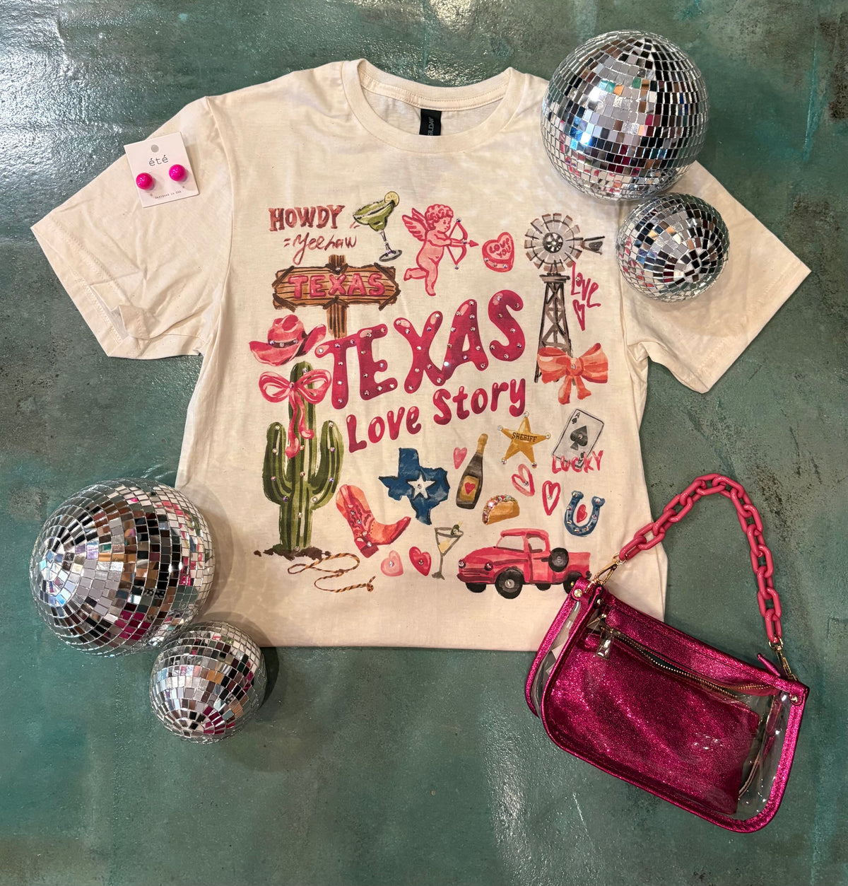 Wild Horse Boutique Texas Love Story Rhinestone Tee