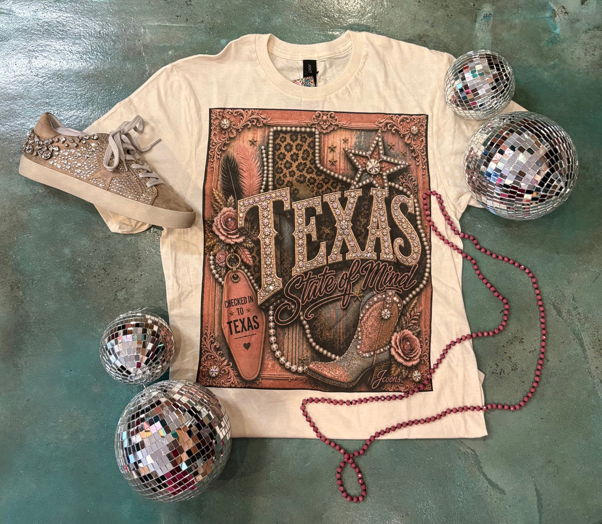 Wild Horse Boutique Texas State Of Mind Rhinestone Tee