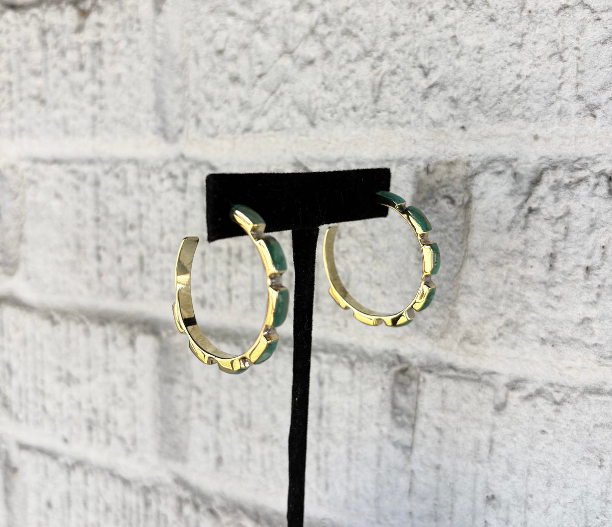 Wild Horse Boutique Turquoise & Gold Hoop Earrings