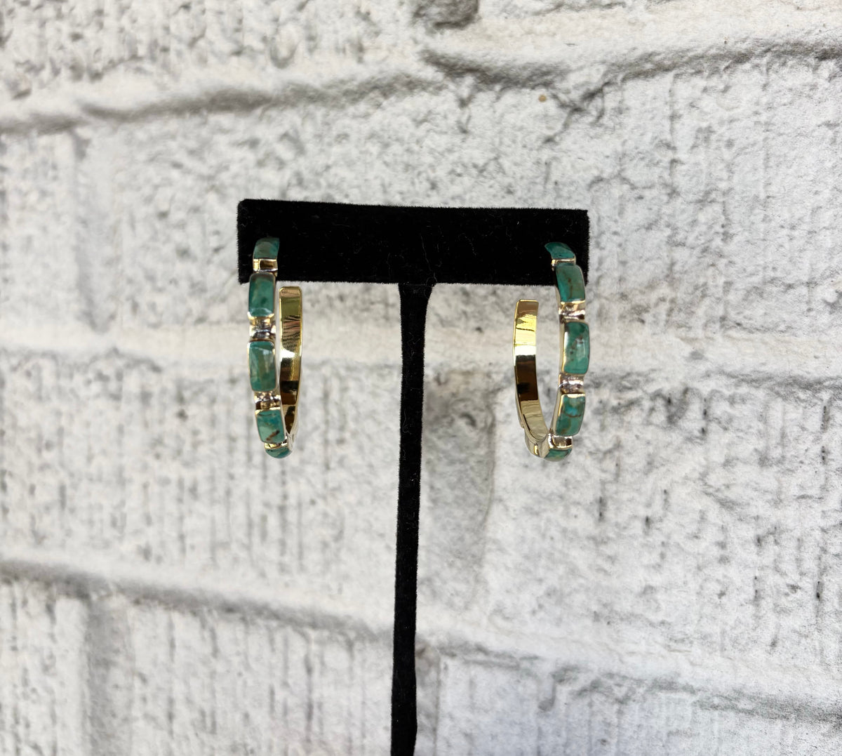Wild Horse Boutique Turquoise & Gold Hoop Earrings