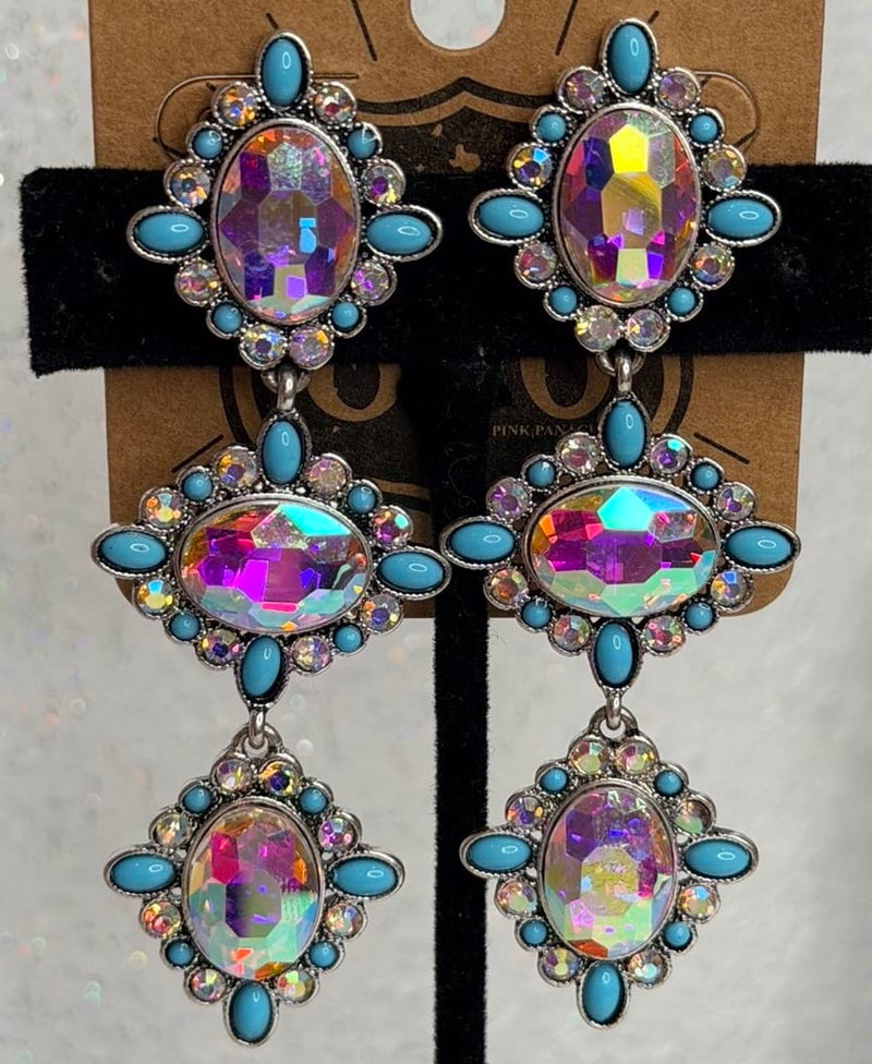 Wild Horse Boutique Turquoise & Iridescent Dangle Earrings