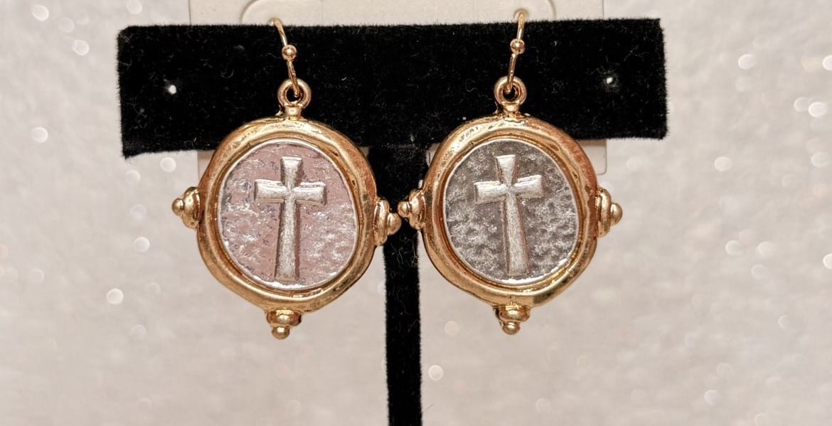 Wild Horse Boutique Two-Tone Cross Dangle Earrings