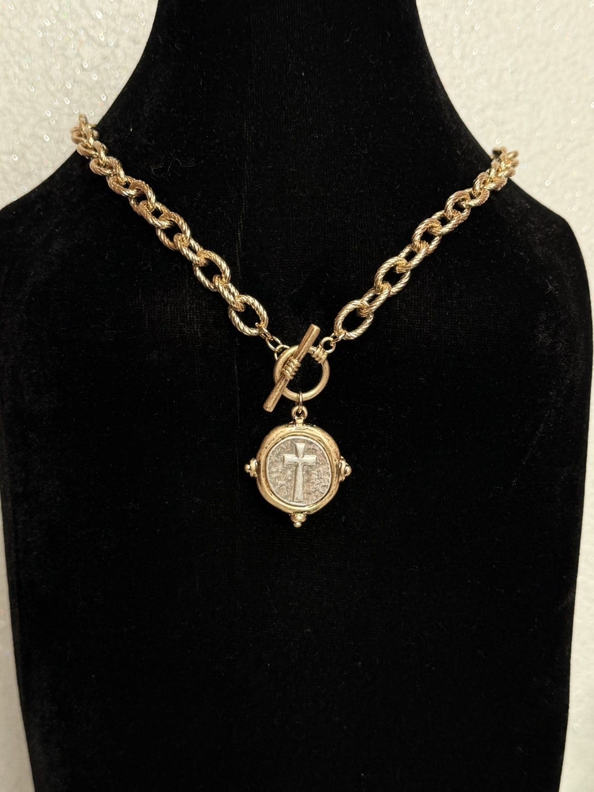 Wild Horse Boutique Two-Toned Necklace-Small Cross Pendant