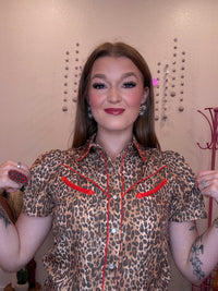 Wild Horse Boutique Western leopard Pearl snap button down blouse