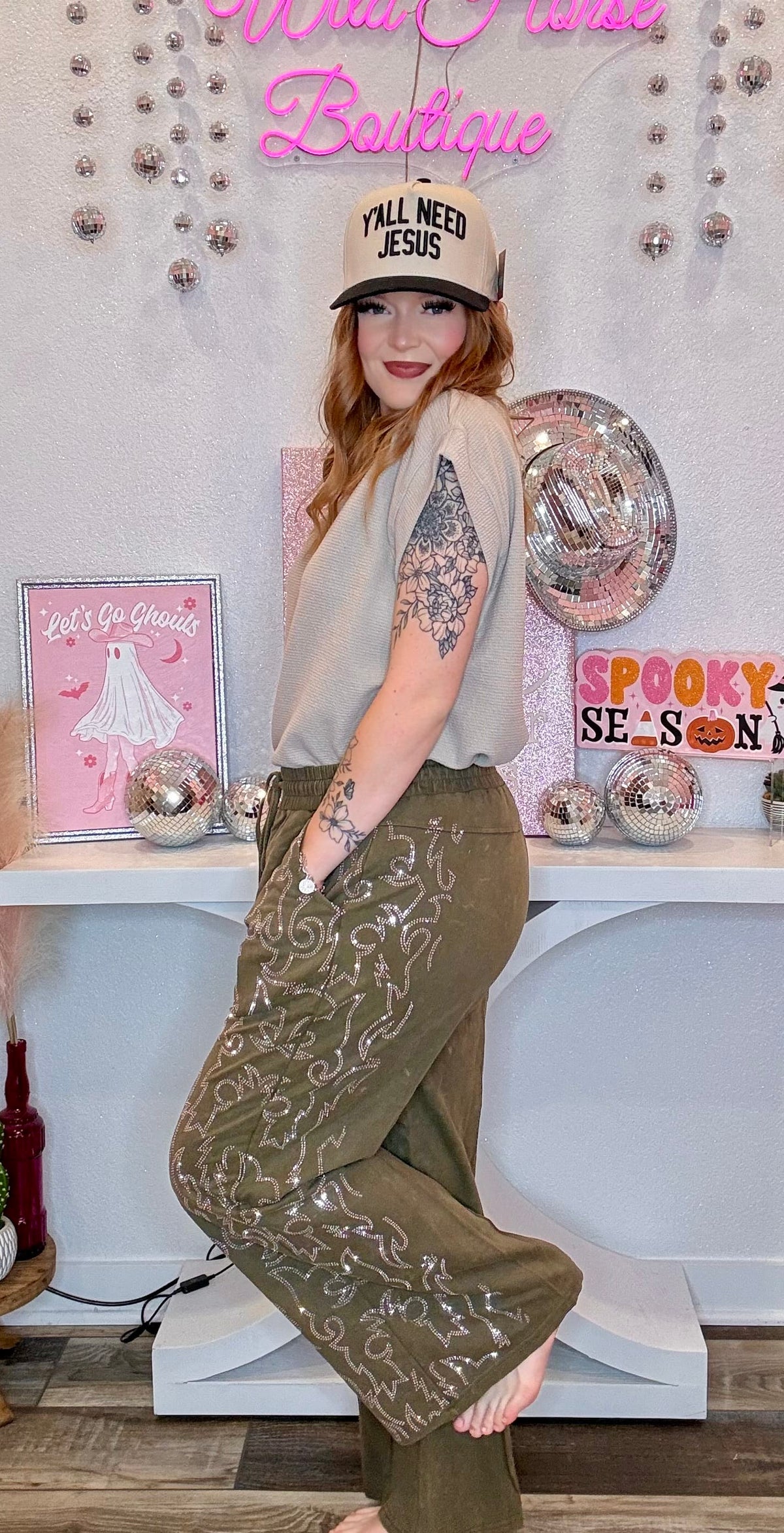 Wild Horse Boutique Western Rhinestone Sweatpants