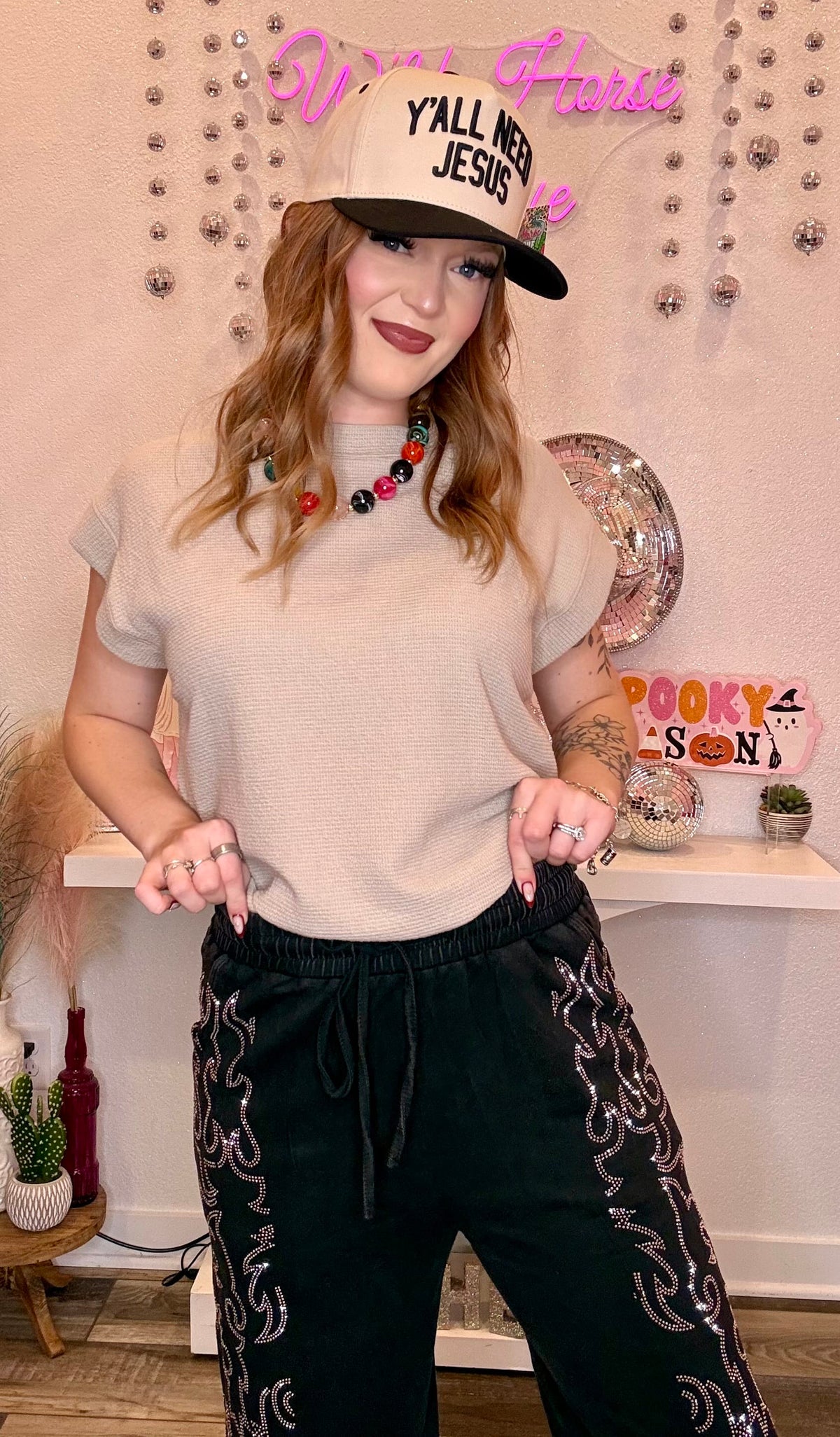 Wild Horse Boutique Western Rhinestone Sweatpants